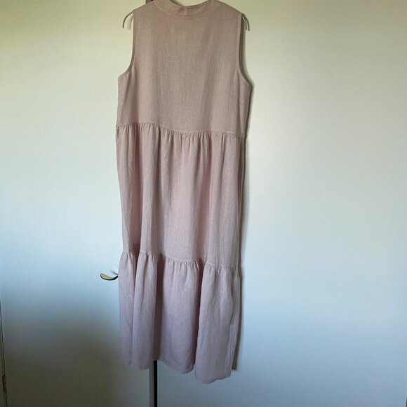 Robe rose longue sans manches en lin - Picture 3 of 5